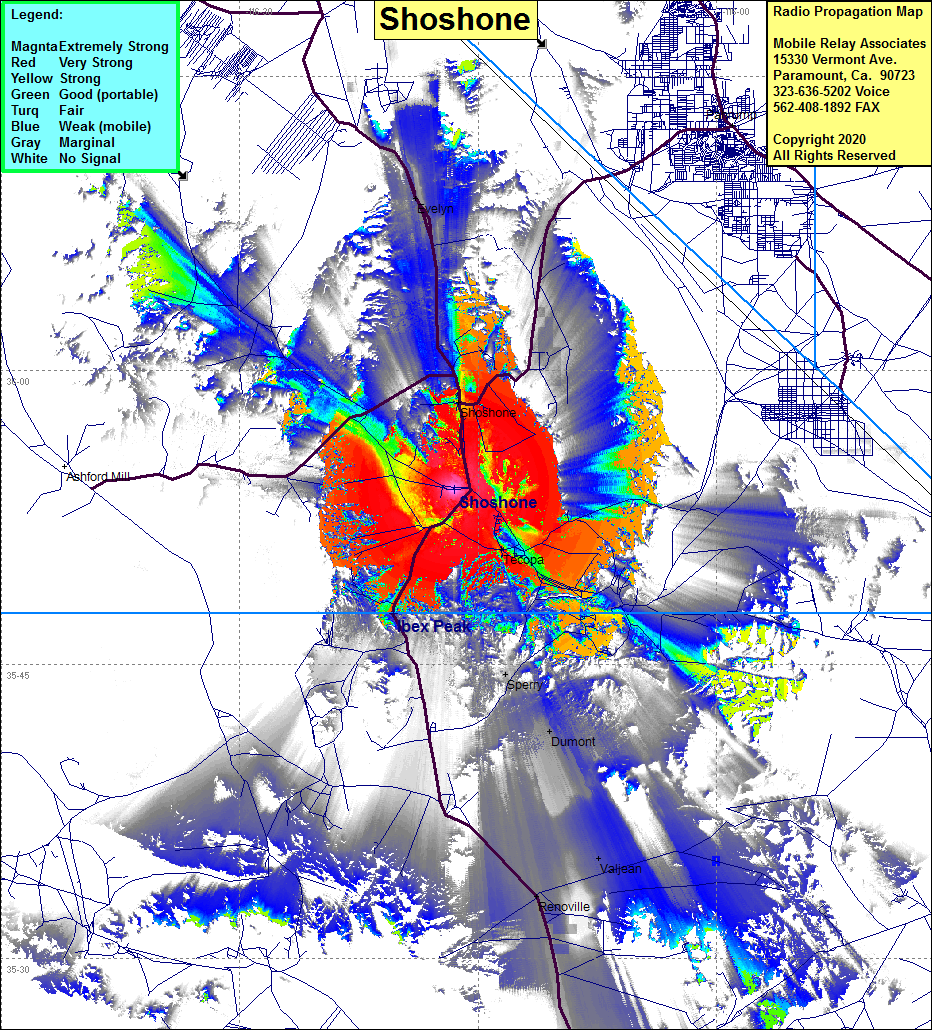 heat map radio coverage Shoshone